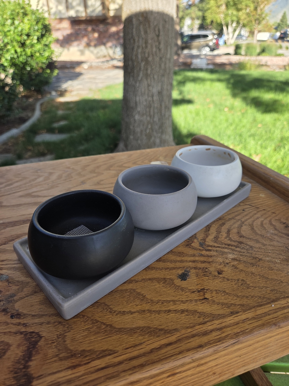 Minimalist Ceramic Trio Tea Light Succulent Holder - Black, Gray, White